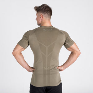Seamless Spyder Tee - Olive in Half Sleeves