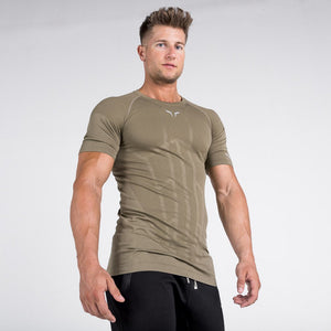Seamless Spyder Tee - Olive in Half Sleeves