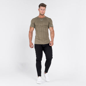Seamless Spyder Tee - Olive in Half Sleeves
