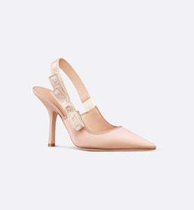 J'Adior Slingback Pump • Nude Embroidered Satin and Cotton