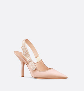 J'Adior Slingback Pump • Nude Embroidered Satin and Cotton