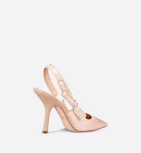 J'Adior Slingback Pump • Nude Embroidered Satin and Cotton