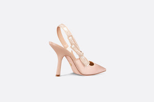 J'Adior Slingback Pump • Nude Embroidered Satin and Cotton