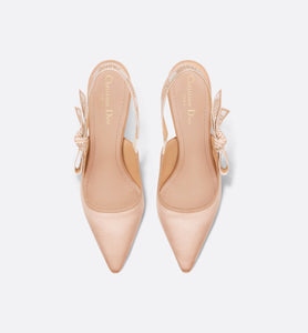 J'Adior Slingback Pump • Nude Embroidered Satin and Cotton