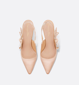 J'Adior Slingback Pump • Nude Embroidered Satin and Cotton