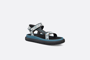 D-Wave Sandal • Denim Blue Multicolor Embroidered Cotton with Butterfly Bandana Motif