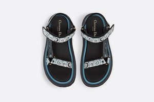 D-Wave Sandal • Denim Blue Multicolor Embroidered Cotton with Butterfly Bandana Motif