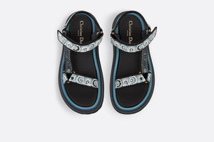 D-Wave Sandal • Denim Blue Multicolor Embroidered Cotton with Butterfly Bandana Motif