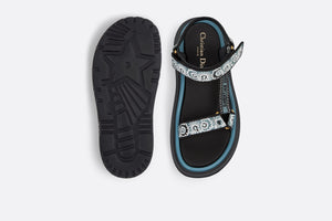 D-Wave Sandal • Denim Blue Multicolor Embroidered Cotton with Butterfly Bandana Motif