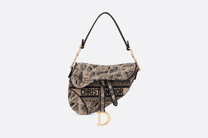 Saddle Bag • Beige and Black Plan de Paris Embroidery