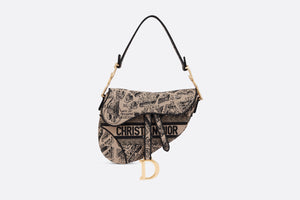 Saddle Bag • Beige and Black Plan de Paris Embroidery