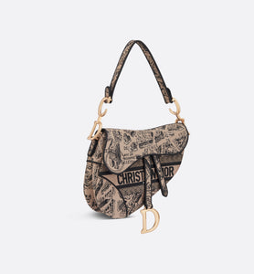 Saddle Bag • Beige and Black Plan de Paris Embroidery