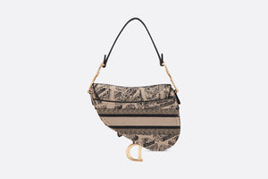 Saddle Bag • Beige and Black Plan de Paris Embroidery