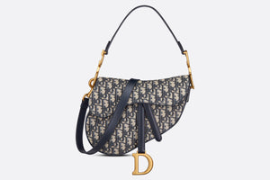 Saddle Bag with Strap • Blue Dior Oblique Jacquard