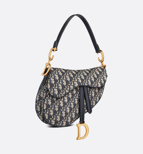 Saddle Bag with Strap • Blue Dior Oblique Jacquard