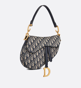 Saddle Bag with Strap • Blue Dior Oblique Jacquard