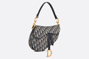 Saddle Bag with Strap • Blue Dior Oblique Jacquard