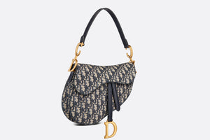 Saddle Bag with Strap • Blue Dior Oblique Jacquard