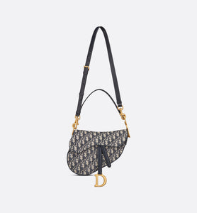 Saddle Bag with Strap • Blue Dior Oblique Jacquard