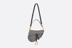 Saddle Bag with Strap • Blue Dior Oblique Jacquard