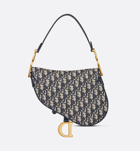 Saddle Bag with Strap • Blue Dior Oblique Jacquard