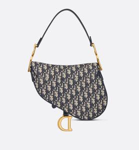 Saddle Bag with Strap • Blue Dior Oblique Jacquard