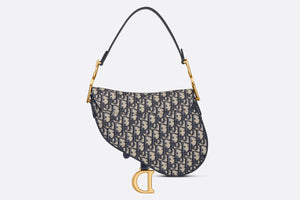 Saddle Bag with Strap • Blue Dior Oblique Jacquard