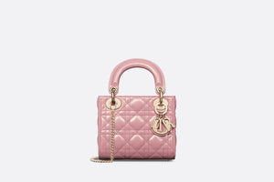 Mini Lady Dior Bag • Melocoton Pink Glossy Iridescent Cannage Calfskin