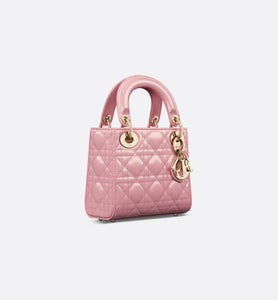 Mini Lady Dior Bag • Melocoton Pink Glossy Iridescent Cannage Calfskin