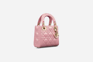 Mini Lady Dior Bag • Melocoton Pink Glossy Iridescent Cannage Calfskin