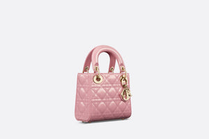 Mini Lady Dior Bag • Melocoton Pink Glossy Iridescent Cannage Calfskin