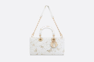 Medium Lady D-Joy Bag • White and Gold-Tone Calfskin with Butterfly Zodiac Print