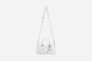 Medium Lady D-Joy Bag • White and Gold-Tone Calfskin with Butterfly Zodiac Print