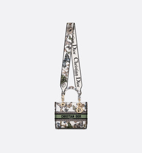 Medium Lady D-Lite Bag • White Multicolor Toile de Jouy Mexico Embroidery