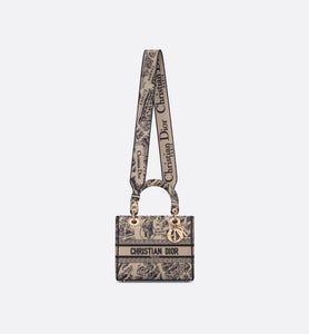 Medium Lady D-Lite Bag • Beige and Black Plan de Paris Embroidery