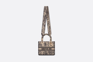 Medium Lady D-Lite Bag • Beige and Black Plan de Paris Embroidery