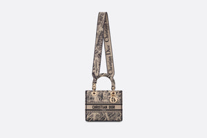 Medium Lady D-Lite Bag • Beige and Black Plan de Paris Embroidery