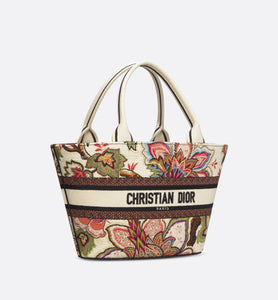 Hat Basket Bag • Natural Multicolor Albero della Vita Embroidery