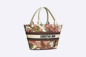 Hat Basket Bag • Natural Multicolor Albero della Vita Embroidery