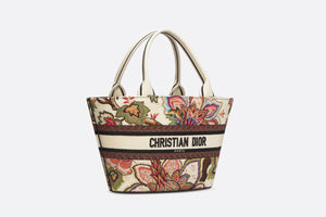 Hat Basket Bag • Natural Multicolor Albero della Vita Embroidery