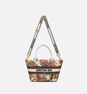 Hat Basket Bag • Natural Multicolor Albero della Vita Embroidery