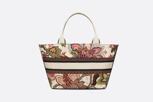 Hat Basket Bag • Natural Multicolor Albero della Vita Embroidery