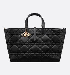 Large Dior Toujours Bag • Black Macrocannage Calfskin