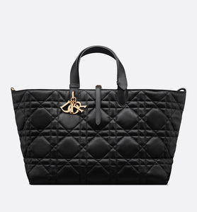 Large Dior Toujours Bag • Black Macrocannage Calfskin