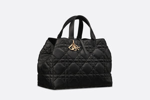 Large Dior Toujours Bag • Black Macrocannage Calfskin