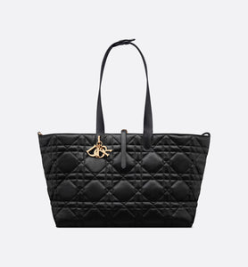 Large Dior Toujours Bag • Black Macrocannage Calfskin