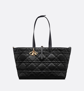 Large Dior Toujours Bag • Black Macrocannage Calfskin