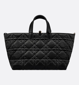 Large Dior Toujours Bag • Black Macrocannage Calfskin