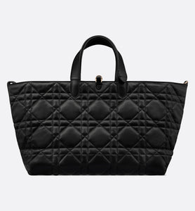 Large Dior Toujours Bag • Black Macrocannage Calfskin