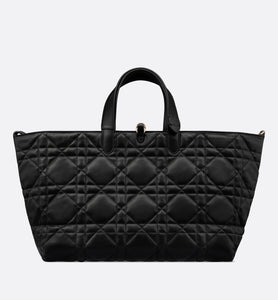 Large Dior Toujours Bag • Black Macrocannage Calfskin